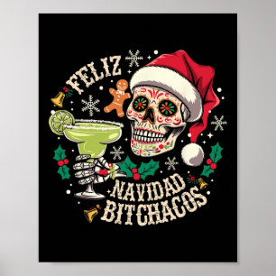 Feliz Navidad Achos Funny Skull Spanish Merry Chri Poster