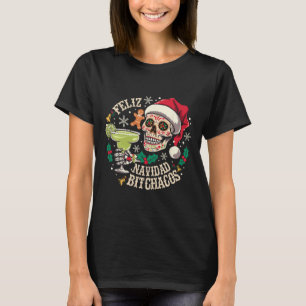 Feliz Navidad Achos Funny Skull Spanish Merry Chri T-Shirt