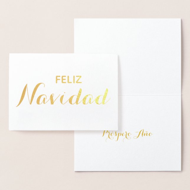 Feliz Navidad Año Spanish Christmas Elegant Script Foil Card (Display)