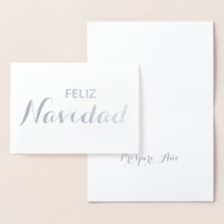 Feliz Navidad Año Spanish Elegant Script Christmas Foil Card