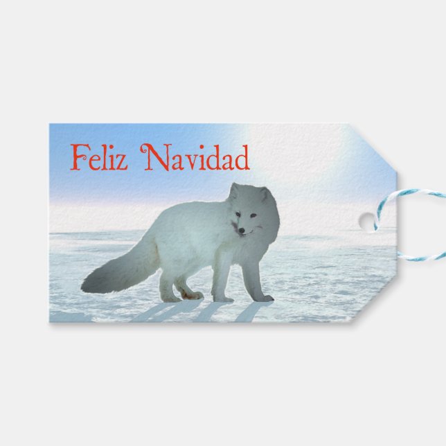 Feliz Navidad - Arctic Fox Gift Tags (Front (Horizontal))