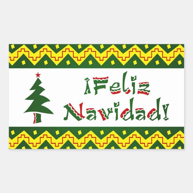 Feliz Navidad arriba Rectangular Sticker (Front)