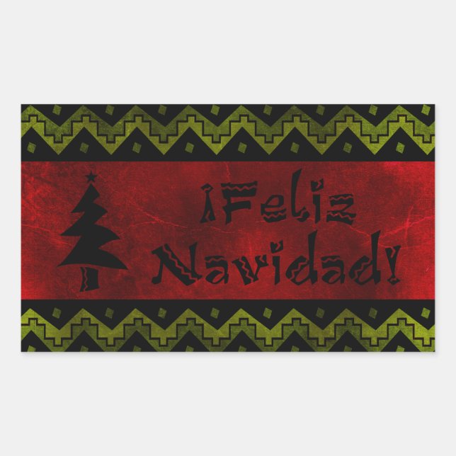 Feliz Navidad arriba Rectangular Sticker (Front)