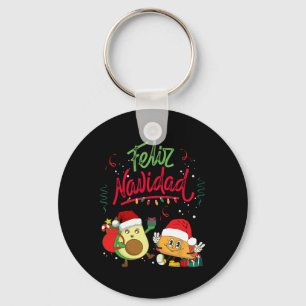 Feliz Navidad Avocado Tacos Mexican Christmas Men Key Ring