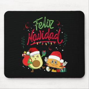 Feliz Navidad Avocado Tacos Mexican Christmas Men Mouse Pad