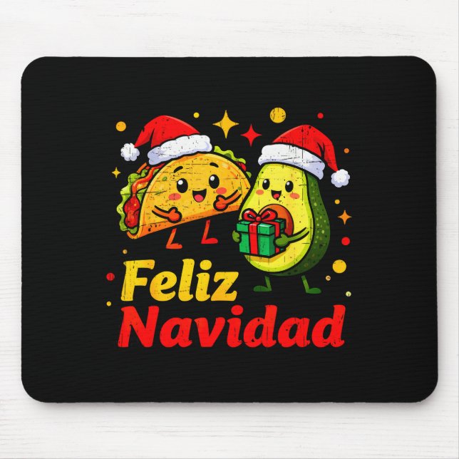 Feliz Navidad Avocado Tacos Mexican Xmas Family Ma Mouse Pad (Front)