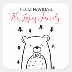 Feliz Navidad Bear Christmas Stickers