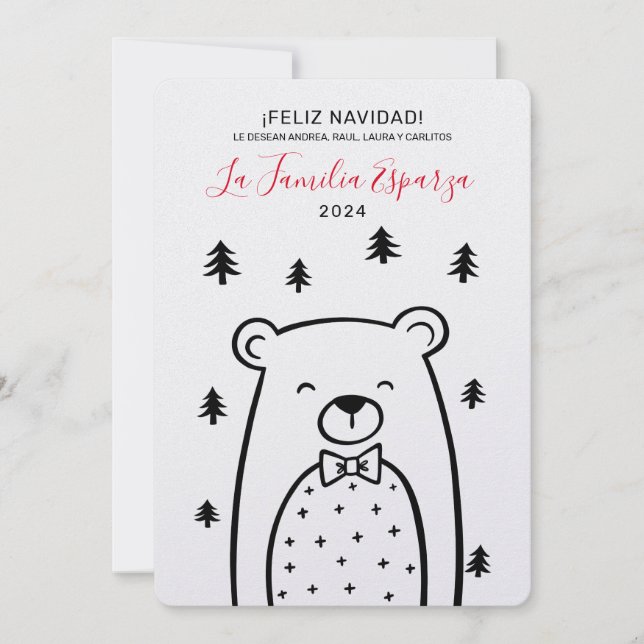 Feliz Navidad Bear in the Woods Holiday Card (Front)