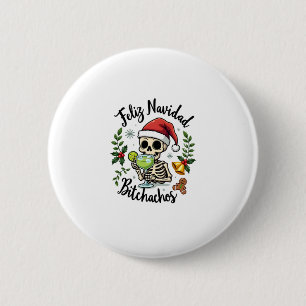 Feliz Navidad Bitchachos Funny Skull Spanish Merry 6 Cm Round Badge