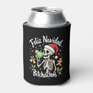 Feliz Navidad Bitchachos Funny Skull Spanish Merry Can Cooler