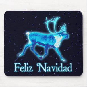 Feliz Navidad - Blue Caribou (Reindeer) Mouse Pad