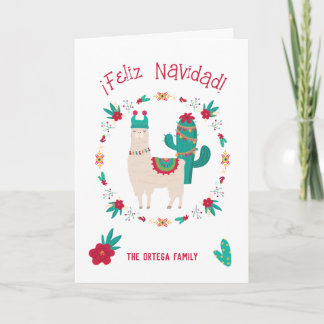 Feliz Navidad Bright and Festive Llama Christmas Card