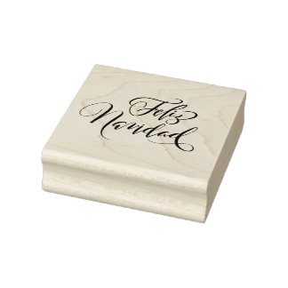 Feliz Navidad Brush Calligraphy Rubber Stamp