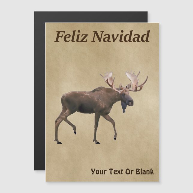 Feliz Navidad - Bull Moose On Old Paper (Front/Back)