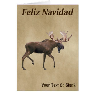 Feliz Navidad - Bull Moose On Old Paper