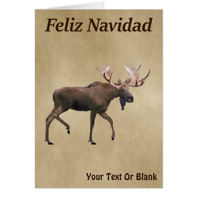 Feliz Navidad - Bull Moose On Old Paper (Front)