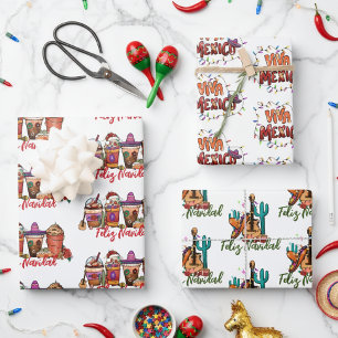 Feliz Navidad Cactus Christmas Mexico Wrapping Paper Sheet