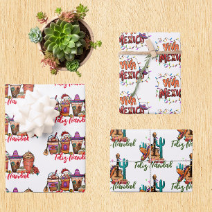 Feliz Navidad Cactus Christmas Mexico  Wrapping Paper Sheet