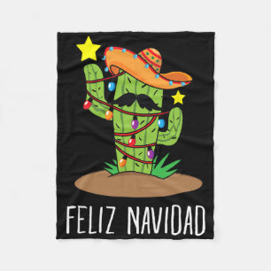 Feliz Navidad Cactus - Mexican Tree Christmas In J Fleece Blanket