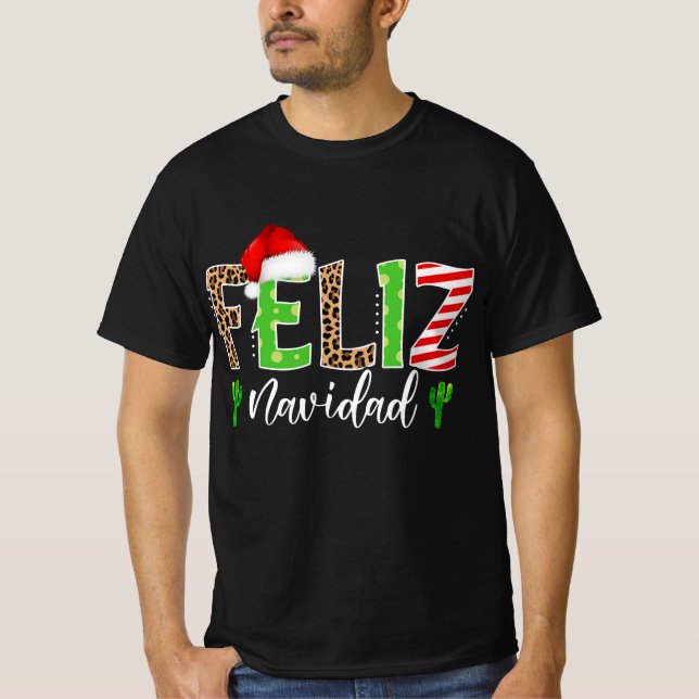 feliz navidad cactus spanish christmas matching  T-Shirt (Front)