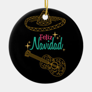 feliz navidad ceramic ornament
