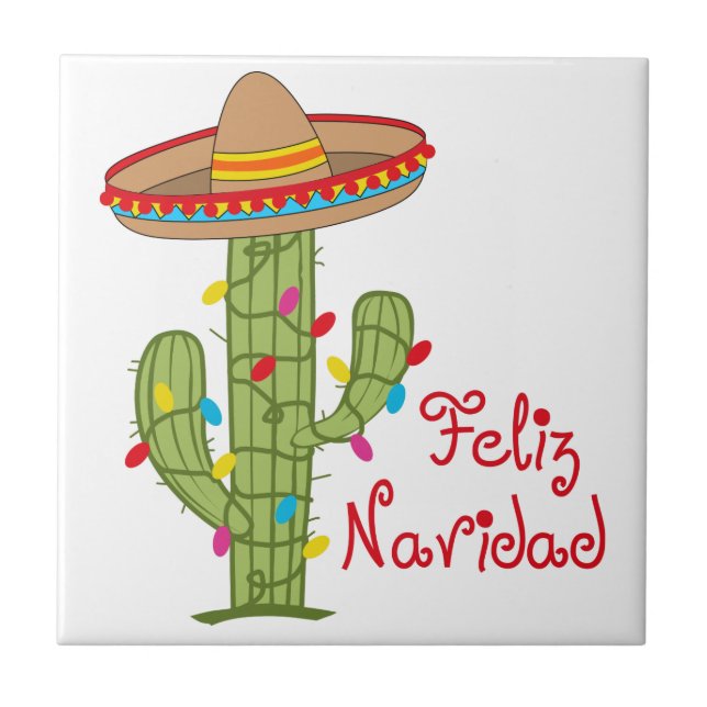 Feliz Navidad Ceramic Tile (Front)