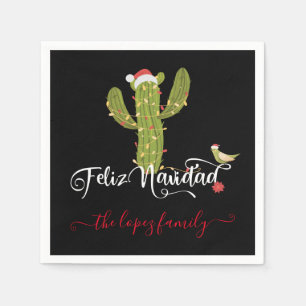 Feliz Navidad Christmas Cactus Party Napkin