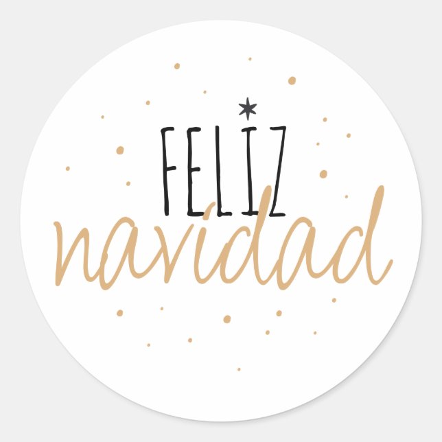 Feliz Navidad Christmas Classic Round Sticker (Front)