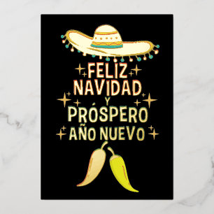 Feliz navidad christmas foil holiday card