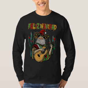 Feliz Navidad Christmas Mexican Santa Sombrero Xm T-Shirt