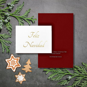 Feliz Navidad Christmas Red Festive Gold Foil Card