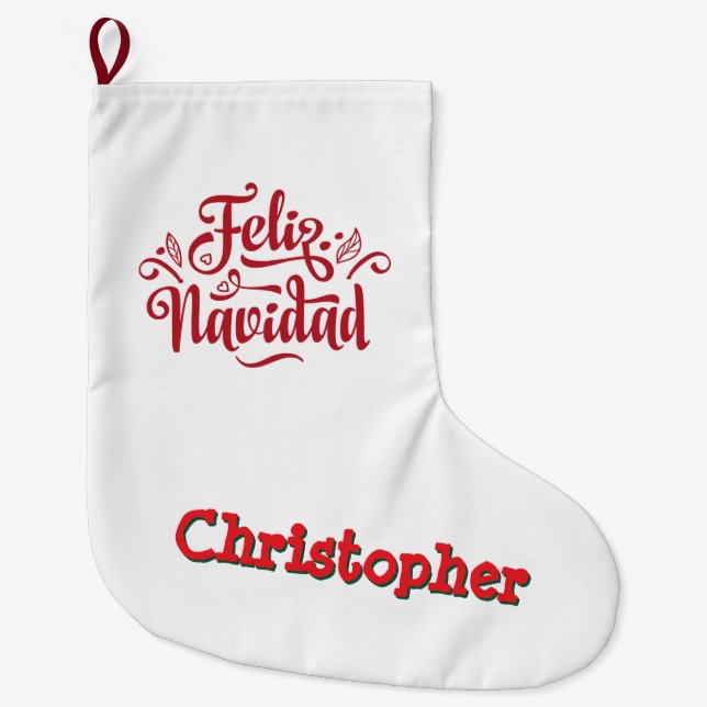Feliz Navidad Christmas Stocking (Front)