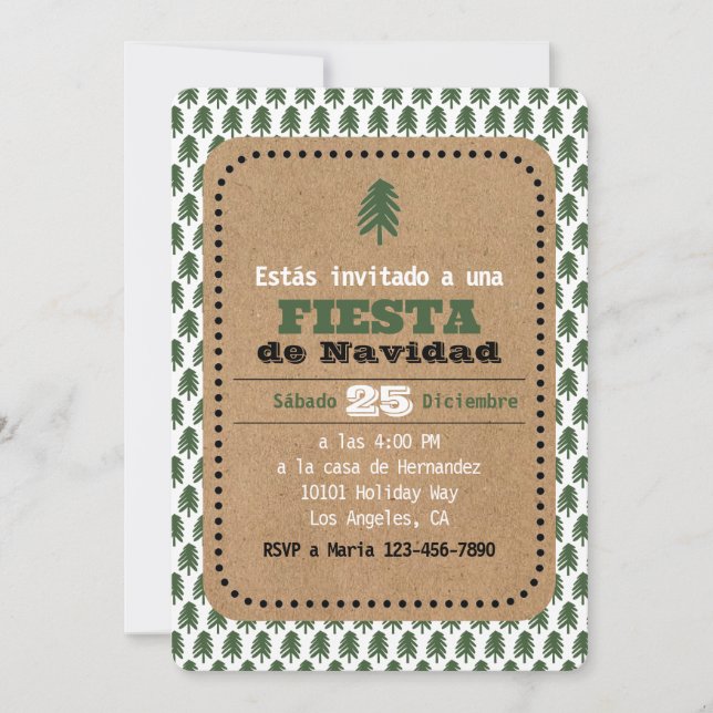 FELIZ NAVIDAD Christmas Tree Fiesta Invitations (Front)