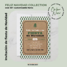 FELIZ NAVIDAD Christmas Tree Fiesta Invitations