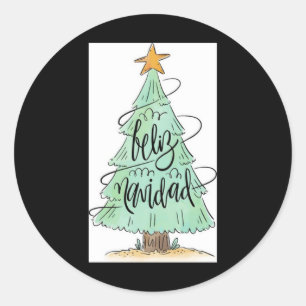 Feliz Navidad Christmas Tree T Shirt  Classic Round Sticker