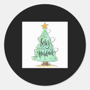 Feliz Navidad Christmas Tree T Shirt Classic Round Sticker