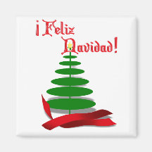 Feliz Navidad - Christmas Tree with Red Ribbon
