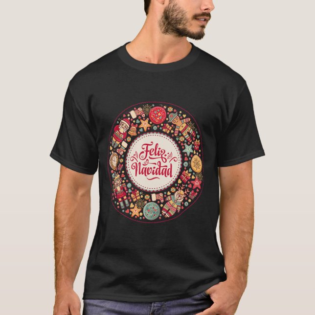 Feliz Navidad Christmas Vacation Spanish Happy T-Shirt (Front)