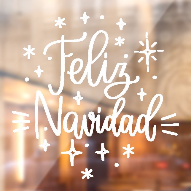 Feliz Navidad, Christmas Window Cling in Spanish (Sheet 2)