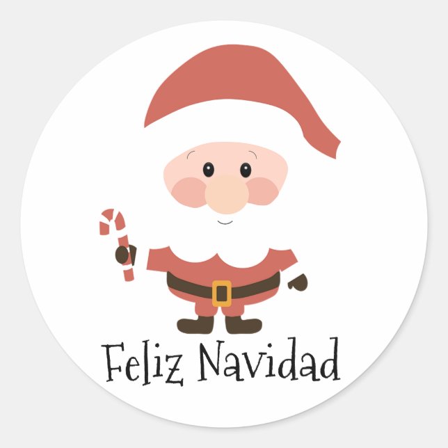 Feliz Navidad Classic Round Sticker (Front)