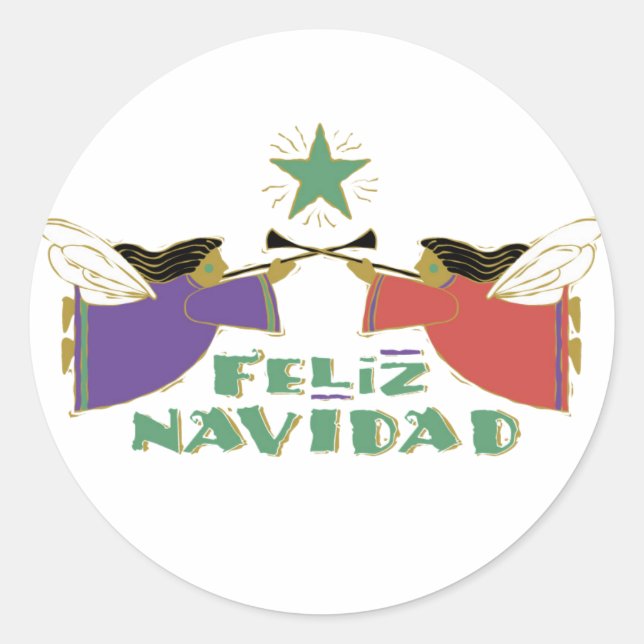 Feliz Navidad Classic Round Sticker (Front)
