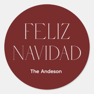 feliz navidad classic round sticker