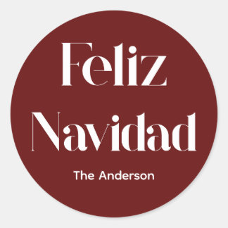 feliz navidad classic round sticker