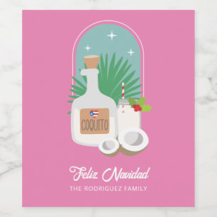 Feliz Navidad Coquito Food and Beverage Label Set