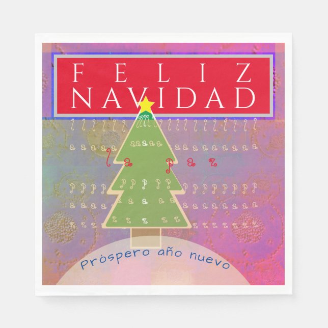 "Feliz Navidad" Custom Short Message Christmas Napkin (Front)