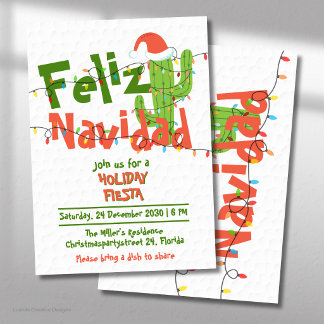 Feliz Navidad Cute Cactus Funny Christmas Holiday Invitation