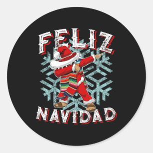 Feliz Navidad Dabbing Christmas Sombrero  Classic Round Sticker