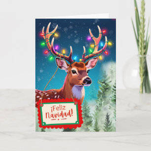 Feliz Navidad Deer Spreading Cheer and Joy Holiday Card