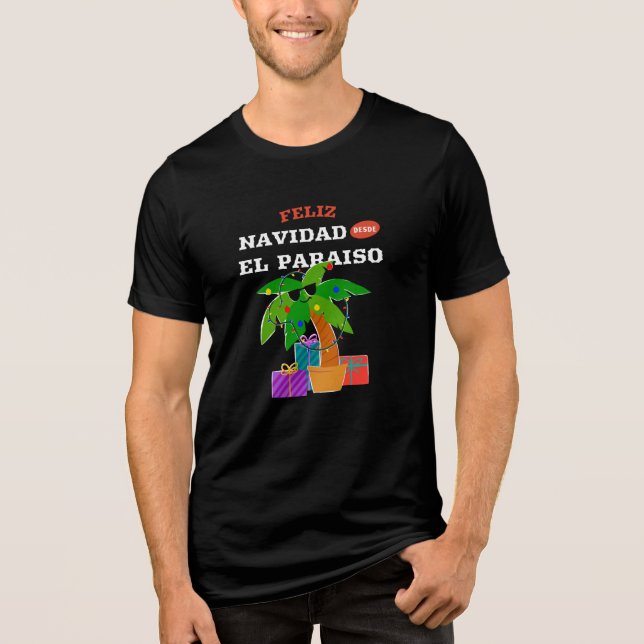 Feliz Navidad Desde El Paraiso Tri-Blend Shirt (Front)