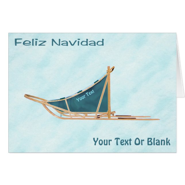 Feliz Navidad - Dog Sled On Snow (Front Horizontal)